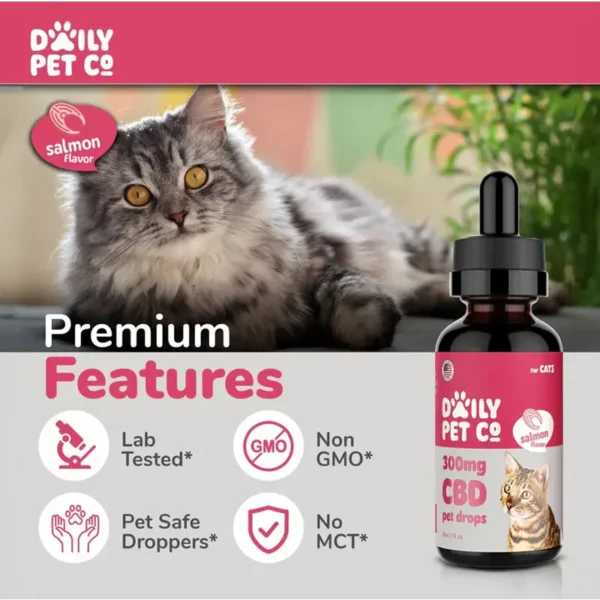 CBD Pet Drops for Cats - Salmon Flavored - 300mg