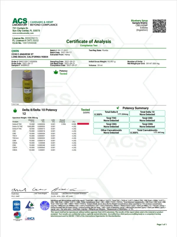 Qwin Delta 8 THC Syrup