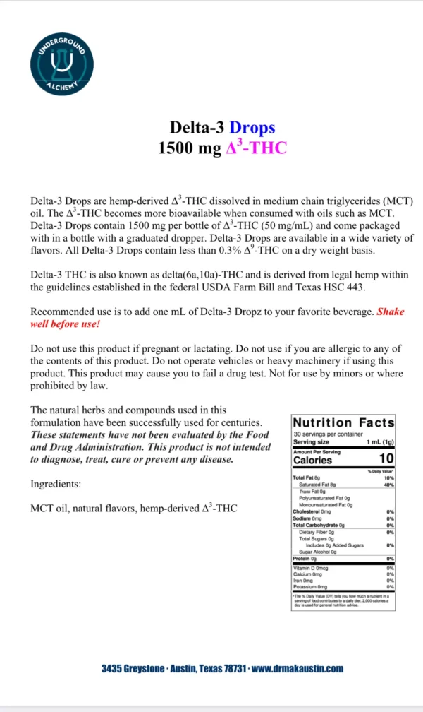 Delta 3 THC Tincture (Delta 6a10a THC)